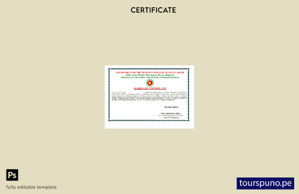 listo para imprimir Plantilla de certificado de matrimonio de la Oficina del R 1
